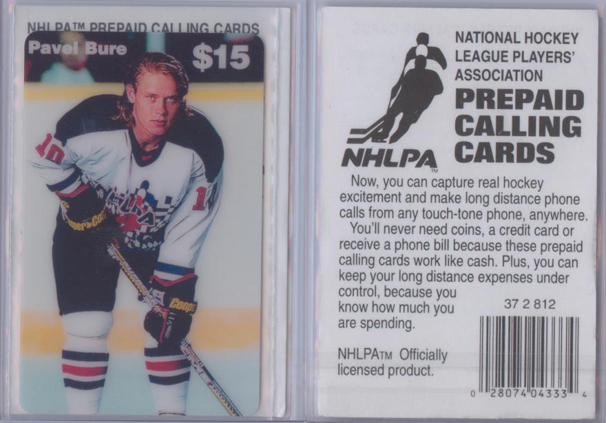 1995 NHLPA Phone Cards # NNO 1,137/3,000