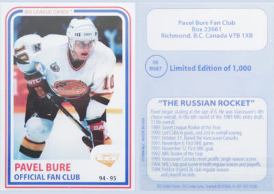 1994-95 Pavel Bure Official Fan Club # 5 /1,000